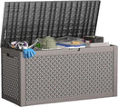 100 Gallon Deck Box Large Outdoor Storage for Patio Furniture,Outdoor Cushions,Garden Tools and Pool Supplies,Waterproof,Resin,Lockable(Grey Lozenge) by CozyNest Decor