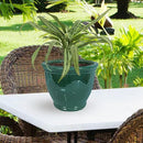 Sunnydaze Studio Large Ceramic Plant Pot - Round Outdoor Glazed Ceramic Planter Pot with Drainage - Dark Green - 15 in by GreenHaven Gardens