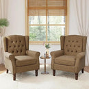 Lumibee High Back Accent Chair Set of 2,Upholstered Wingback Armchair with Solid Wood Legs for Small Spaces,Comfy Single Sofa Chair for Living Room,Bedroom,Office-Brown by CozyNest Decor