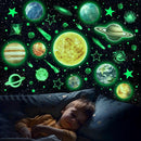 Glow in The Dark Stars and Planets for Ceiling, Robmoda Glow Solar System Wall Stickers, Space Wall Decals for Kids Boys Room (Green) by TinyTreasures Baby Boutique