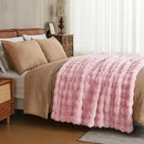 JELLYMONI Faux Fur Throw Blanket, Pink Fuzzy Cozy Plush Bubble Bed Blanket, Thick and Warm King Size (108" x 90") by CozyNest Decor