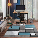 Rugshop Contemporary Modern Boxes for Home Office,Living Room,Bedroom,Kitchen Non Shedding Square Area Rug 6'6" x 6'6" Blue by TinyTreasures Baby Boutique