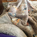 UKELER Flannel Sherpa Throws 60'' x 50'' - Cute Colorful Owl Design Soft Plush Flannel Blanket Throws for Bed/Couch/Sofa/Office/Camping by CozyNest Decor