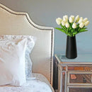 Mandy's Artificial Tulips 28 Stems Cream PU Faux Flowers for Wedding Home Decor 13.5 Inch by CozyNest Decor