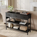 Lulive Entryway Table with Power Outlets, Console Table with 3 Fabric Drawers, Sofa Table for Living Room, Hallway, Couch, Foyer, Height Adjustable (Black, 43") by CozyNest Decor
