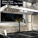 3 Tier Extra Large Stainless Steel Expandable Over The Sink Dish Drainer Drying Rack, Rust Proof Metal, Space Saving, Modern Silver Big Capacity Extendable Plate Strainers Above Kitchen Counter by CozyNest Decor