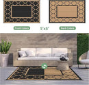 GENIMO 5' x 8' Outdoor Rug Waterproof for Patio Decor, Foldable Reversible Plastic Straw Area Rugs Mat for Camper, Outside Carpet for Rv, Deck, Porch, Picnic, Beach, Balcony, Black & Brown by CozyNest Decor
