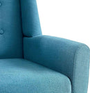 HUIMO Button-Tufted Accent Chairs,Upholstered Reading Living Room Chair,Mid Century Modern Chair with Linen Fabric, Club Chair,Comfy Arm Chairs for Living Room,Bedroom Lake Blue by CozyNest Decor
