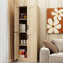 Storage Cabinet, Kitchen Cabinet with Doors & Shelf, Tall Storage Cabinet for Bathroom, Living Room, Entryway,Natural by CozyNest Decor