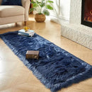 AMTOVO Faux Fur Rug, Dark Blue Ultra Soft Fluffy Shag Sheepskin Rug, 2 x 6 ft Runner Area Rugs for Bedroom Sofa Throw Cushion Room Decor, Rectangle by CozyNest Decor