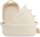 NaturalCozy 5-Piece Rectangle Storage Basket Set- Natural Cotton Rope Woven Baskets for Organizing! Small Basket for Montessori, Baby Nursery, Dog Toy Baskets, Cat Toy Box, Bathroom Organization Bin by TinyTreasures Baby Boutique