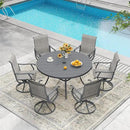 DIFY 50" Round Outdoor Patio Dining Table for 6, Metal Patio Table with 1.57" Adjustable Umbrella Hole, All-Weather Dining Furniture Table for Backyard Lawn Garden, Grey by GreenHaven Gardens