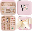 AYGXU Travel Jewelry Box for Women and Girls - Small Case With Initial A-Z - Teacher Gifts by TinyTreasures Baby Boutique