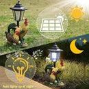 Solar Garden Outdoor Statues Rooster Hen Couple with Light, Outside-Outdoor Decorations Chicken Sculptures for Patio Yard Lawn Walkway Ornaments Clearance Gifts for Mom Grandma Birthday by GreenHaven Gardens