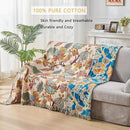 100% Muslin Throw Blanket for Couch, Butterfly and Floral Double Embroidery Fall Throw Blanket 60"x80" for Sofa, Chair, Woven Cotton Reversible Mexican Blanket by CozyNest Decor