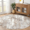 Round Rug Living Room Rugs: 10x10 Washable Circle Large Abstract Modern Soft Stain Resistant Non-Slip Indoor Floor Carpet for Bedroom Nursery Office Dining Room Playroom Home House Decor- Brown by TinyTreasures Baby Boutique