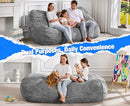 Hobestluk 6FT Bean Bag Chairs Adult Bean Bag with Portable Handle Comfy Large Bean Bag Lounge Chair with Removable Cover for Living Room Bedroom (Stripe Grey, 6FT) by TinyTreasures Baby Boutique