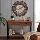 CLXEAST 24 Inch Wall Clock with Moving Gears,Oversized Large Industrial Steampunk Clock, Antique Gold Metal Roman Numeral Wall Clocks for Farmhouse Living Room Decor by CozyNest Decor