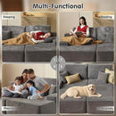 ovios 81" Oversized Sectional Double Lounge Chaise with Cloud Plush Sofa Bed, No Assembly Required, Fluffy Modern Sleeper Loveseat Chair for Indoor Living Room Bedroom Reading, Grey (Corduroy Fabric) by CozyNest Decor