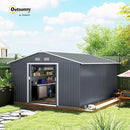 Outsunny 11' x 13' Outdoor Storage Shed, Garden Tool Metal Shed with Foundation Kit, Double Lockable Door, Air Vents and Sloping Roof, for Backyard, Patio, Lawn, Dark Gray by GreenHaven Gardens