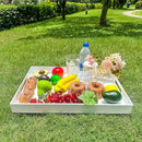 White Rectangular 14x20 Inches Acrylic Ottoman Tray Decorative Serving Tray with Cutout Handles Organizer Tray on Coffee Table Countertop Big Breakfast Bed Tray Living Room Appetizer Serving Food by CozyNest Decor