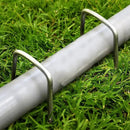 Landscape Staples 4 Inch 50Pcs 12 Gauge Garden Stakes, Heavy Duty Galvanized Garden Staple for Fences, Lawns, Weed Barriers, and Landscape Fabrics, Netting, Irrigation Hose, Floor Mats by GreenHaven Gardens