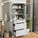 Freestanding Tall Bathroom Cabinet With Adjustable Shelves, Drawers, Soft Close Glass Doors by Unique Piece Furniture