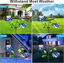 50'' Solar Powered Kinetic Wind Spinner Sculpture Blue Lotus Metal Stake Spinner for Patio, Lawn and Garden Decor Weather Resistant Outdoor Art with Dual Lotus with Butterfly Design by CozyNest Decor