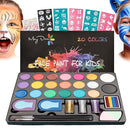Maydear Face Painting Kit for Kids - 20 Colors Water Based Makeup Palette with Stencils, Glitters, Rainbow Split Cake, Hair Dye Clips, for Parties, Halloween, Safe Professional Body & Face Paint Kit by TinyTreasures Baby Boutique
