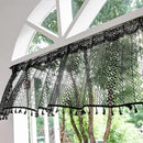 Sutuo Home Boho Valance Curtains for Kitchen Crochet Lace Sheer Bohemian Hollow Knitted with Tassels, Privacy Vintage Rustic Gothic Farmhouse Drapes, Rod Pocket 1 Panel 59" W x 18" L, Black by CozyNest Decor
