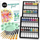 Chalkola Watercolor Paint Set for Adults, Kids, Beginner & Professional Artists - 36 Watercolor Tubes Set (12ml, 0.4oz), 10 Painting Brushes & 1 Palette | Vibrant Water Color Art Painting Supplies by TinyTreasures Baby Boutique