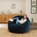 Big Joe Cloudberry Foam-Filled Structured Bean Bag Chair, Deep Blue Teddy Boucle by CozyNest Decor