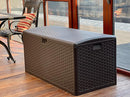 73 Gallon Large Storage Box with Lid,Waterproof Outdoor Storage Container for Patio Furniture Cushions, Gardening Tools, Pool Accessories, Lockable Resin Deck Box with handle Brown by CozyNest Decor