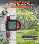 Oscillating Sprinkler with Irrigation Timer, Adjustable Sprinklers for Yard Large Area, Cover up to 3,600 sq. ft, Programmable Water Sprinkler Timer, Rain Delay Lawn & Garden Sprinklers Timer