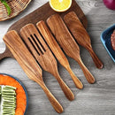5 Pcs Wooden Spurtle Set, Natural Teak Kitchen Utensil Set Heat Resistant Non-Stick Wooden Spoons Tools for Cooking, Stirring, Mixing, Serving, Spurtles Kitchen Tools As Seen On TV by CozyNest Decor
