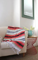 Del Mex Classic Mexican Blanket, Large Authentic Woven Falsa Throw (70"x50"), Artisan Southwest Décor for Beach, Yoga, Outdoors (Pink/Tan) by CozyNest Decor