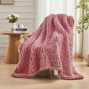 Carriediosa Chunky Knit Throw Blanket 50" X 60", 100% Hand Made Large Chenille Loop Yarn Soft Fluffy Throws for Couch Sofa Bed, Big Crochet Cozy Heavy Thick Cable Woven Blanket, Mauve by CozyNest Decor
