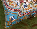 Turquoise Floral Pillow Cover Traditional Blue Flower Pillowcase Traditional Outdoor Cushion Suzani Flower Throw Florals Chair Farmhouse Hand Embroidered Cushions Wool 18x18 Inch by CozyNest Decor