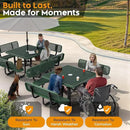 Metal Picnic Tables for Outdoors with Umbrella Hole - Coated Steel Heavy Duty Commercial Grade Table with Adjustable Seats (Green, 46 in, Square with Back, Expanded Steel) by GreenHaven Gardens