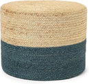 REDEARTH · Cylindrical Pouf Foot Stool Ottoman - Jute Braided Pouffe Poof Accent Sitting Footrest for Living Room, Bedroom, Nursery, Patio, Lounge & Other Rooms (Natural Teal, 18"x18"x14") by CozyNest Decor