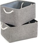 TheWarmHome Large Storage Bins Basket, 2 Pack Grey Fabric Storage Cubes for Changing Table Nursery Livingroom Kidsroom Playroom Toy, Collapsible Storage Baskets for organizing Shelves Closet by TinyTreasures Baby Boutique
