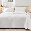 MarCielo 3-Piece 100% Cotton Oversized Bedspread Lightweight Quilt Coverlet Embroidery Farmhouse Bedding Set T0 (Bright White, Oversized Queen (100"x106")) by CozyNest Decor
