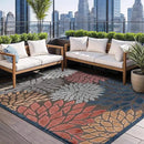 Beverly Rug Outdoor Rug 9x12 Large Modern Floral Tropical Area Rugs for Indoor and Outdoor Patio Easy to Clean Non Shedding Living Room Porch Garden Washable Outside Carpet (9 x 12 Brown) by CozyNest Decor