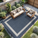 CAMILSON Outdoor Rug 9x12, Large Modern Outside Rugs for Patios Porches Waterproof Durable Washable Non-Shedding, Easy-to-Clean Indoor Outdoor Area Carpet (9 x 12, Bordered - Blue/White) by CozyNest Decor