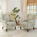 Lumibee Wingback Accent Chair, 2 Set High Back Floral Armchairs in Fabric,Comfy Upholstered Reading Single Sofa Chairs with Solid Wood Legs for Living Room,Bedroom,Office-Bird by CozyNest Decor