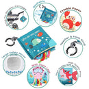 Fish Baby Books Toys, Touch Feel Cloth Crinkle Books for Babies,Baby Infant Toys 0-6, 6-12, 12-18 Months,Early Learning Education Toys,Shower Baby Gifts for Boys Girls,Teething,Mirror,Shark Ocean Book by TinyTreasures Baby Boutique