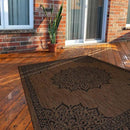 CAMILSON Outdoor Rug, 10x14 Medallion Nut Brown Black Modern Area Rugs for Large Indoor and Outdoor Patios, Kitchen and Hallway Mats, Washable Porch Deck Outside Carpet (Nut Brown Black, 10 x 14) by GreenHaven Gardens