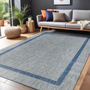Bordered Outdoor Rug 8x10 Washable Outside Carpet for Indoor Patio Porch Waterproof Easy Cleaning Non Shedding Area Rugs Silver Gray - Blue 8 x 10 by CozyNest Decor