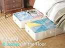 2-Pack Under Bed Storage Containers, 8 Inches Tall Underbed Clothes Storage Organizer Bin with Sturdy Sidewalls/Bottom, Under the Bed Storage Bags 2 Storage Bins, Beige by CozyNest Decor
