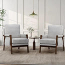 Modern Accent Chair for Living Room Mid Century Arm Chair Upholstered Bedroom Chair Comfy Lounge Chair with Solid Wood Frame, White by CozyNest Decor